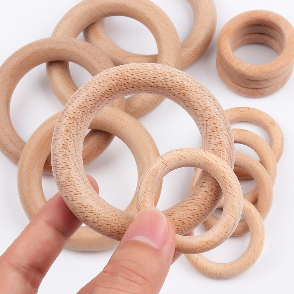 TYRY.HU 20pcs 40mm/70mm Beech Wooden Baby Teething Rings Baby Teethers DIY Baby Teething Toys Baby Rattle Accessories BPA Free