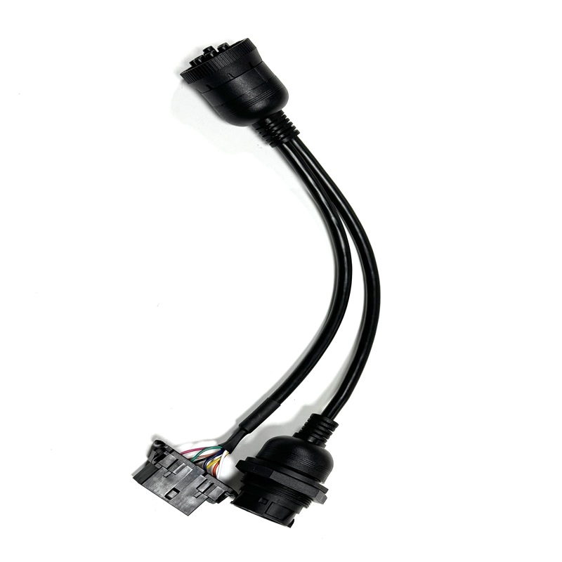 Cummins 9Pin Male to Female OBDII 16Pin Female Y type CAN Diagnostic Wiring Harness 330mm