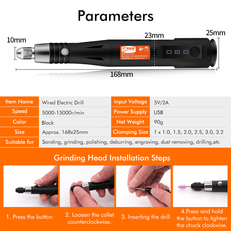 3-Speed Adjustable Cordless Grinder Electric Drill Engrave Pen Cutting Polishing Drilling Rotary Tool With 105/161Pcs Accessorie