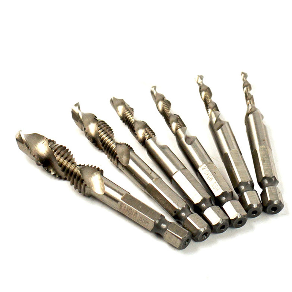 6pcs/set Hand Tap Drill Hex Shank HSS Screw Spiral Point Thread Metric Plug Drill Bits M3 M4 M5 M6 M8 M10 Hand Tools
