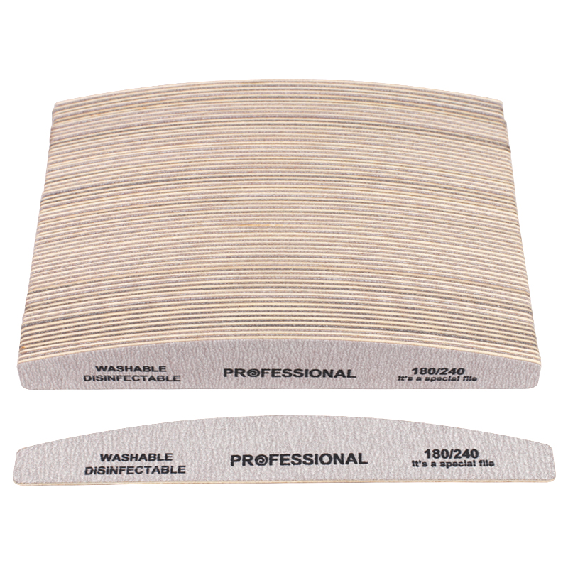 50Pcs Grey Wooden Nail File 180/240 Professional Wood Nail Buffer 100/180 Emery Board Lime A Ongle UV Gel Manicure Buffing Block