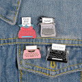 Typewriter Enamel Pin Vintage Printer Fax Machine Brooches and Pins Backpack Denim Clothes Lapel pin Cartoon Metal Badges