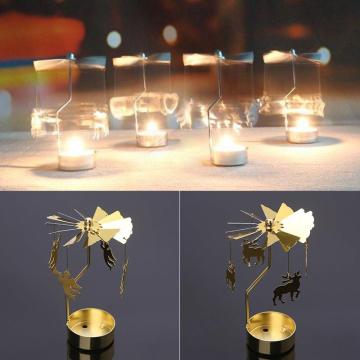 Metal Rotating Spinner Carousel Candle Tea Light Holder Table Holiday Decoration