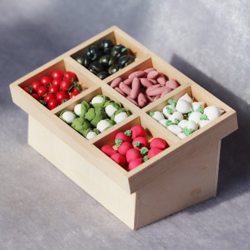 1/12 Miniature Dollhouse Vegetable Market Supermarket DIY Blank Fruit and Vegetable Shelf Stand Pretend Play Simulation Toys