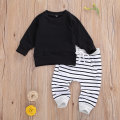 0-24M Baby Boys Clothes Sets Long Sleeve Pullover Sweatshirt Tops Solid/Striped Pants Trousers