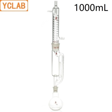 YCLAB 1000mL Extraction Apparatus 1L Soxhlet with Coiled Condenser and Ground Glass Joints Laboratory Chemistry Equipment