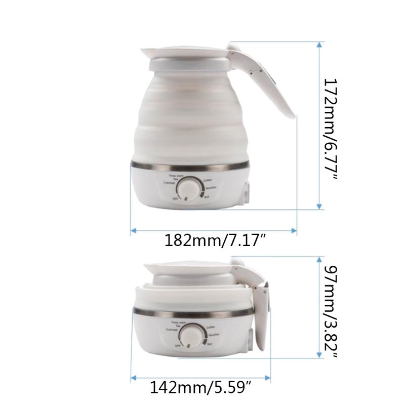 Travel Foldable Electric Kettle Food Grade Silicone Collapsible Water Kettle Boil Dry Protection Portable with Dual Volt