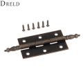 DRELD 1Pc 127*76mm Antique Bronze Crown Head Hinge 6 Holes Jewelry Gift Box Decorative Hinge for Cabinet Furniture Accessories