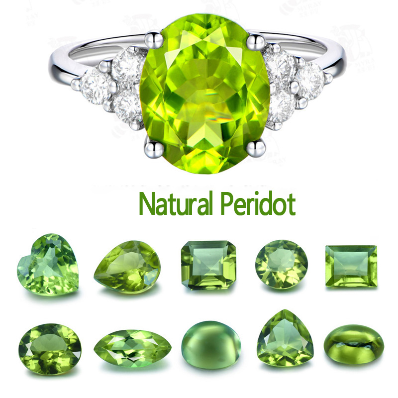 VANTJ Natural Peridot Loose Gemstone Top Quality Round Cut for Silver Gold Women Jewelry Random Delivery