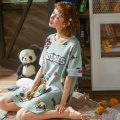 2021 Short-sleeved Women's Sleepwear Cotton Night Gowns Summer Cartoon Nightgowns Home Wear Girls Sleep Lounge Sleeping Dress