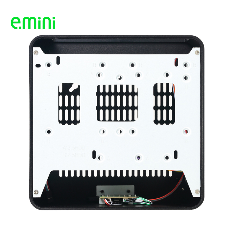 E.MINI H65S Mini ITX Computer Case Aluminum Desktop Server PC Chassis With Two USB2.0 For Office Support OEM