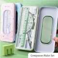 Math Geometry Drawing Compass Ruler Set 7PCS Student Supplies With Shatterproof Storage Box For School Stationery Learning Tools