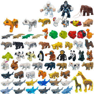 Cute Mini Animal Building Blocks Cow Shark Crocodile Panther Garfield Animals Friends Toys Girls Doll Zoo Juguetes Gift