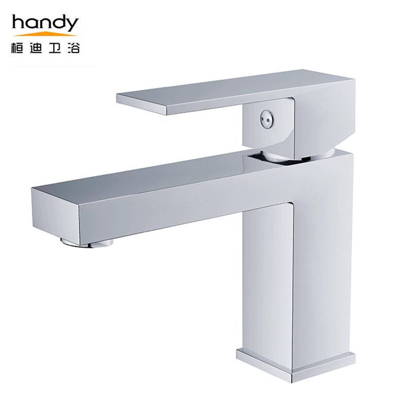 Brass chromed square single handle basin mixer taps