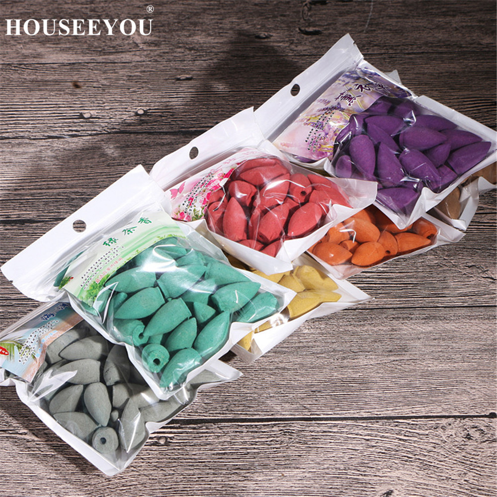45Pcs/Bag 7 Kinds Fragrance Backflow Incense Cones Hollow Aromatherapy Fragrant Rose Burner Incense Nature Perfume Spices Smell