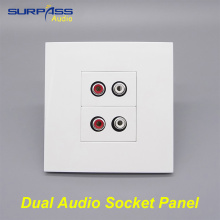 PA System Standard 86 Two Ports Red&White Audio Panel Socket Keystone Faceplate Lotus Multimedia AV Socket Audio Plug Face Plate