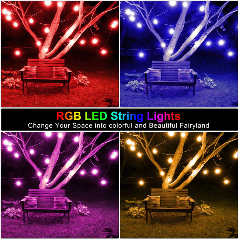 Waterproof Heavy Duty Outdoor RGB LED String lights Connectable Festoon for Party Garden Christmas Holiday Garland Cafe