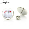 JWEIJIAO Casual Sporty Soccer Ball Stud Earrings Volleyball Baseball Image Glass Gem Statement Alloy Ear Jewelry Sp724