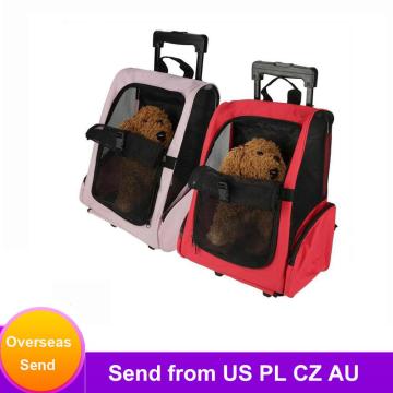 Portable Pet Dog Travel Carrier Backpack Bag Rolling Backpack Cat Dog Transporting Luggage Box for Small Dog Cats
