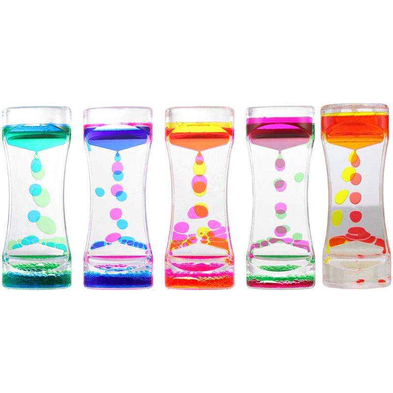 1PC Single Color Timer Sandglass Waist Shape Oil Hourglass Liquid Motion Bubble Desk Toys Gifts Home Hourglass Decoration