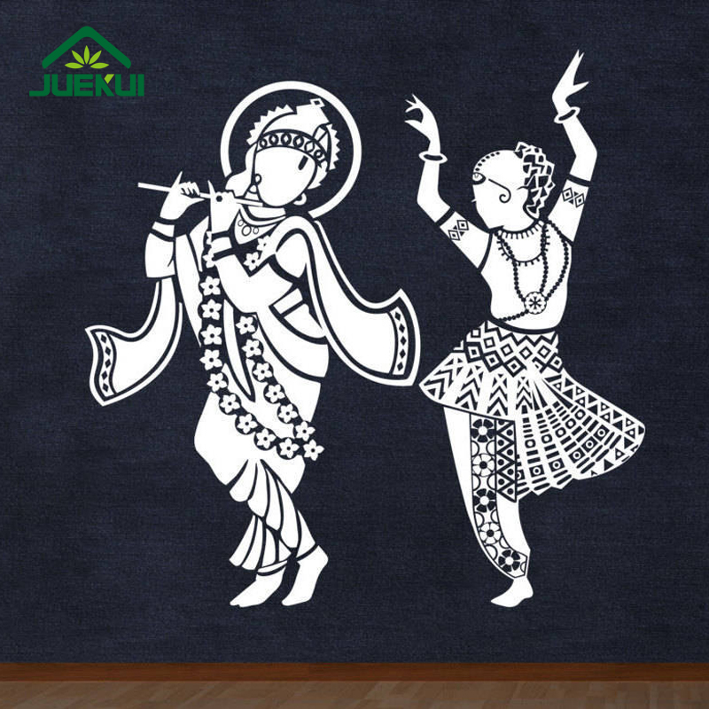 Radha Krishna Hindu God Decoration Wall Decals Bedroom Art Decor Vinyl Removable Wall Stickers for Living Room K427