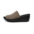 Hand Woven Fabric Basket Weave Elastic Slippers