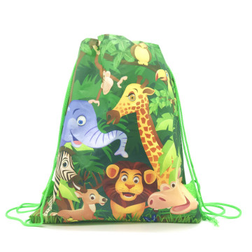 6Pcs/60Pcs New Lion King Zoo Forest Animal Theme Non-woven Fabrics Bag Drawstring Backpack Party Gift Bag Shopping Bag Vest Bags