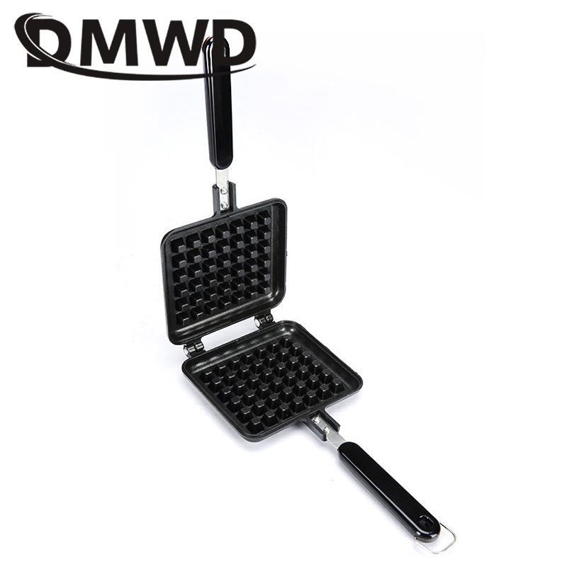 DMWD Household Cake Waffle Mould Mold Non-stick Press Plate Kitchen Gas Sandwich Egg Waffle Maker Pan Breakfast Iron Baking Tool