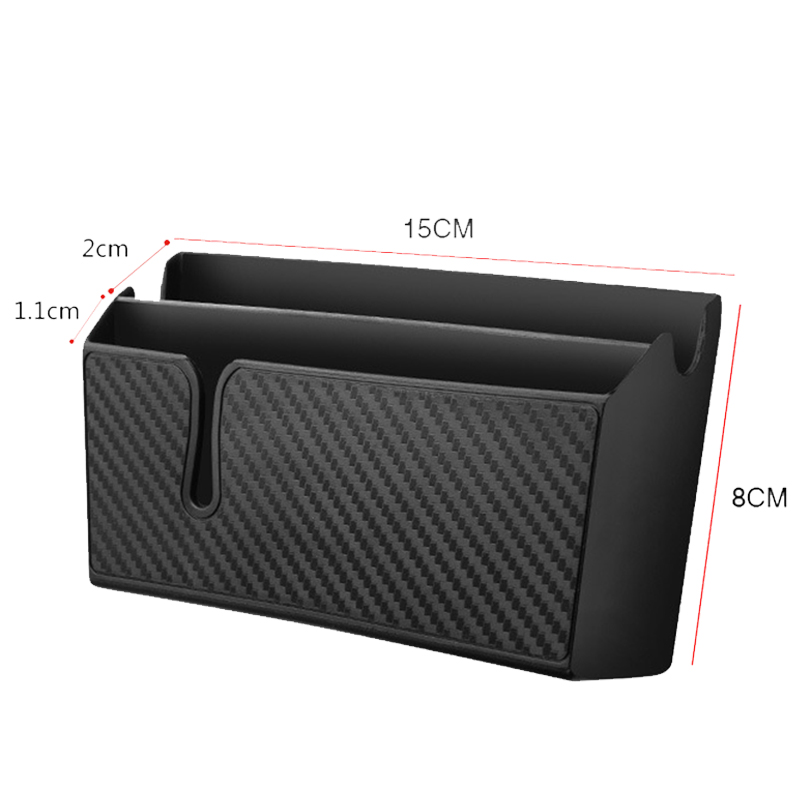 Car Storage Box Carbon Fiber Grain Paste Type Mobile Phone Holder Car Organizer Stowing Tidying Storage Box Car Styling