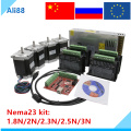 ES&RU free VAT ! 3/4 axis stepper motor Kit:Nema23+TB6600/DM542 motor driver+MACH3 interface board+ power supply 350W CNC parts