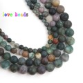 Natural Matte Stone Beads India Agates Round Loose Beads for Jewelry Making DIY Bracelet 15" Perles Minerals Beads 4/6/8/10/12mm