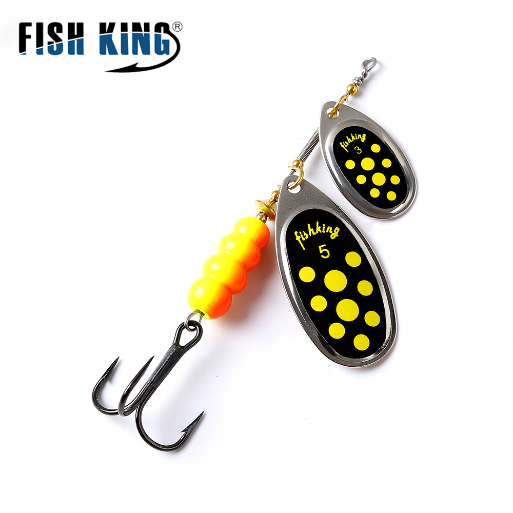 FISH KING 11cm-25G Brass Material Long Cast Spinner Bait Fish Metal Lures With Treble Hook Fishing Lure