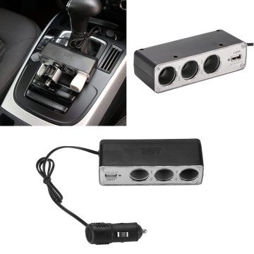 3 Way Charger Car Cigarette Lighter Power Spliter USB Triple Car Socket Charger DC 12-24V Car Cingarette Lighter