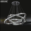 Mirror Stainless Steel Crystal Diamond Lighting Fixtures 4 Rings led Pendant Lights Cristal Dinning Decorative Hanging Lamp