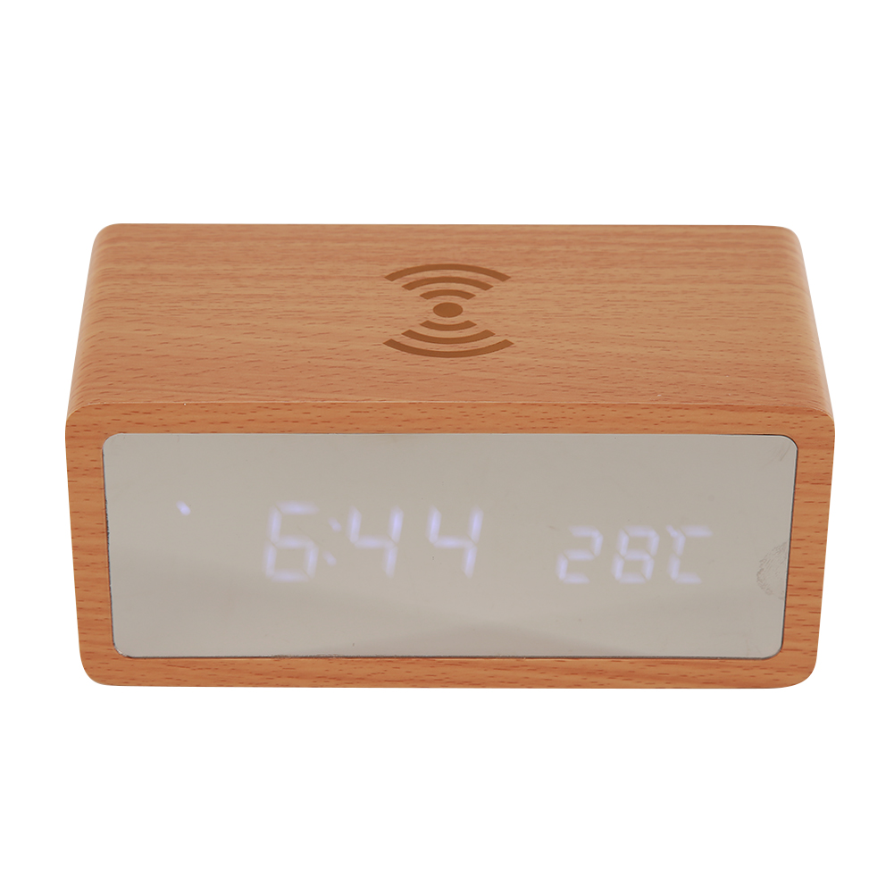 LED Alarm Clock Bedroom Decor Ornaments Wooden Temperature Humidity Table Watches for Household Bedroom Accessory