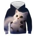 Newly released cute 3D Cat Hoodie 4-14y Boys and Girls Sweatshirt Harajuku Hoodie Winter/Winter Boys and girls Animal 3D Hoodie