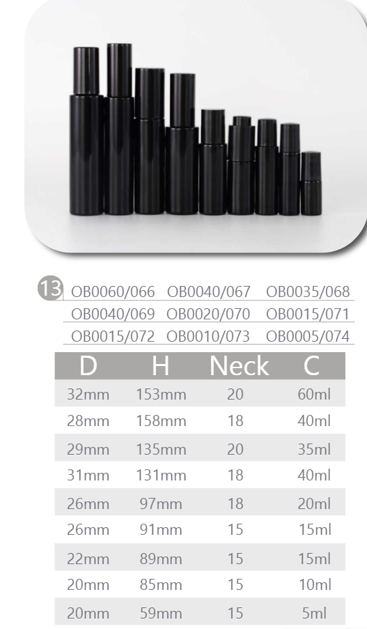 black glass bottle with black pump