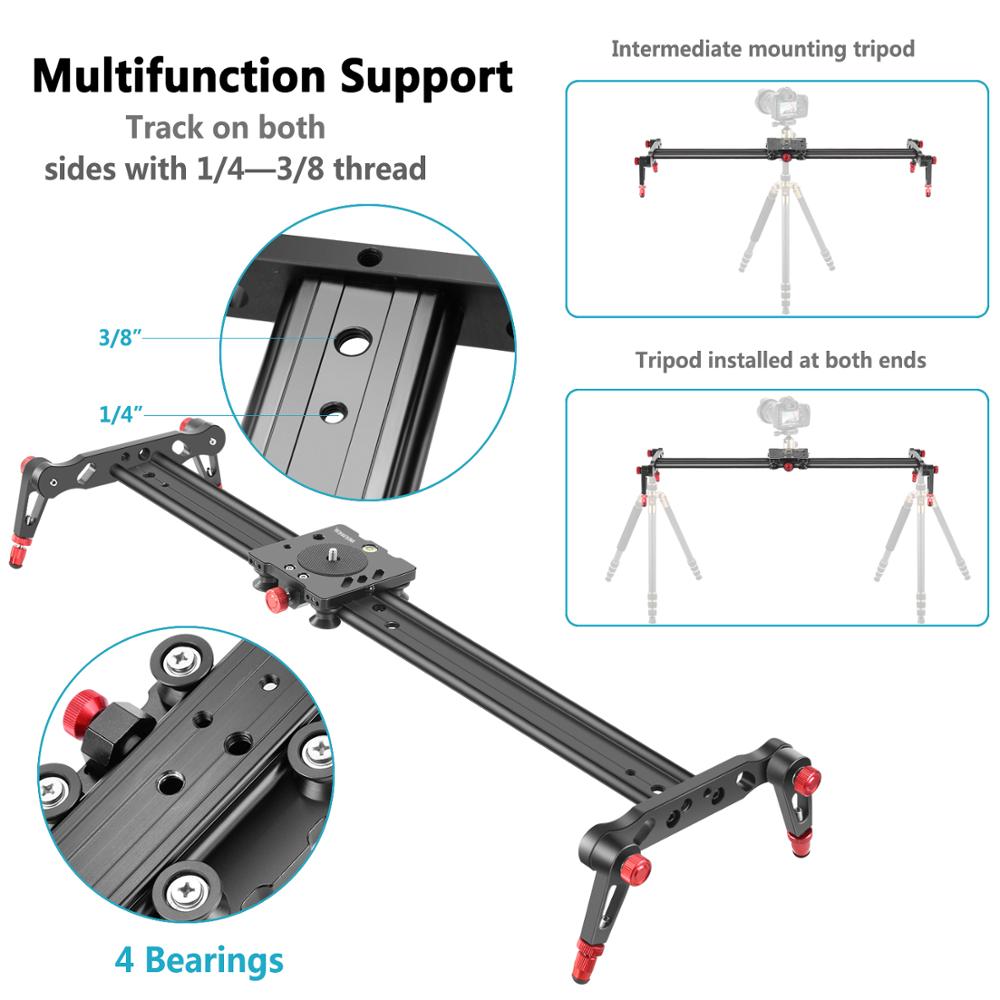 Neewer Aluminum Alloy Camera Track Slider Track Dolly Rail with 4 Bearings for Time Lapse and Video Photography