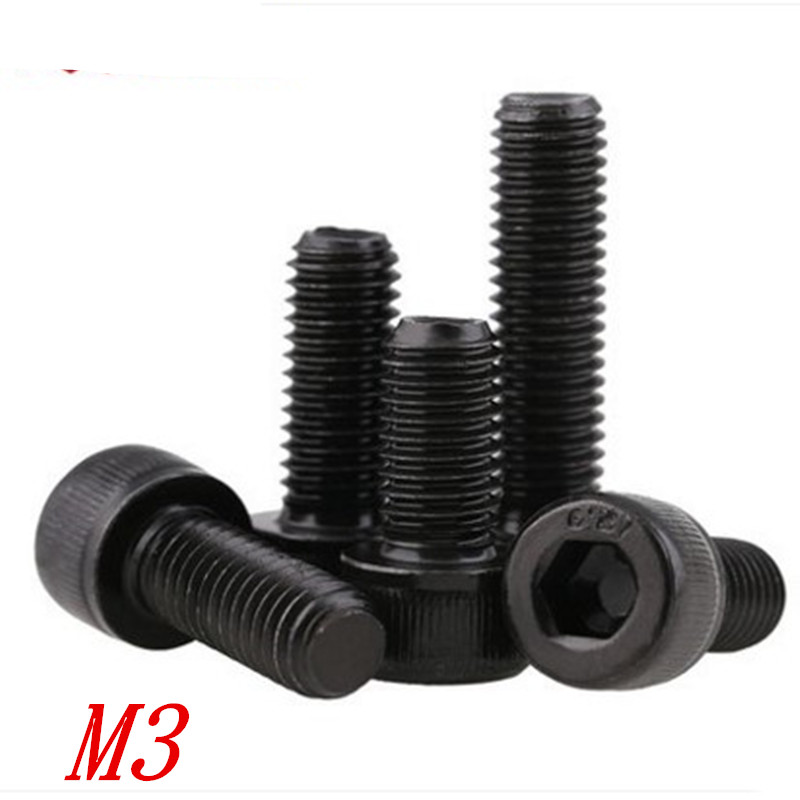 50pcs DIN912 grade12.9 M3 3mm hex Hexagon Socket Head Cap Screws Hex Socket Screw Metric Bike Screw