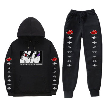 Men's Sets 2 Pieces Sets Naruto akatsuki Uchiha Sasuke Anime Tracksuit Autumn Winter Hooded Sweatshirt+Drawstring Pants Hoodies