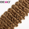 Beyo Hair Color #27 Deep Wave Brazilian Hair Weave Bundles Honey Blonde Human Hair Extension 3 Or 4 Bundle Deals Non Remy Hair