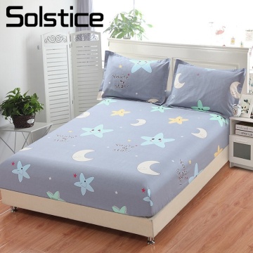 Solstice Home Textile Kid Child Bed Fitted Sheet 100% Cotton Boy Girl Bedding Mattress Cover 100/180*200cm King Queen Single 1Pc