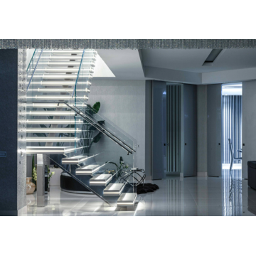 Modern Led Mono Stringer Staircase Glass Railing