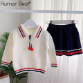 Humor Bear Girls Clothes Suit Autumn Winter New College Style Girls Sweater + Skirt Sets For 2-6T Children Clothes For Girl