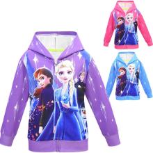 Teenager Girls Coats Outerwear Hooded Girls Jacket Snow Queen Elsa Anna Jackets For Kids Clothes Children Zipper Coat Jackets