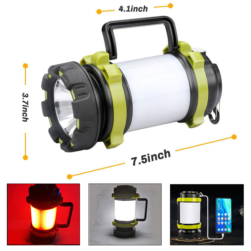 Outdoor Camping Lamp LED Light USB Rechargeable Flashlight Dimmable Spotlight Work Light Waterproof Searchlight Emergency Torch