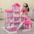 Dollhouse Kit Princess House Play House Toy Simulation Princess Castle Set Doll House Furniture Toys for Children