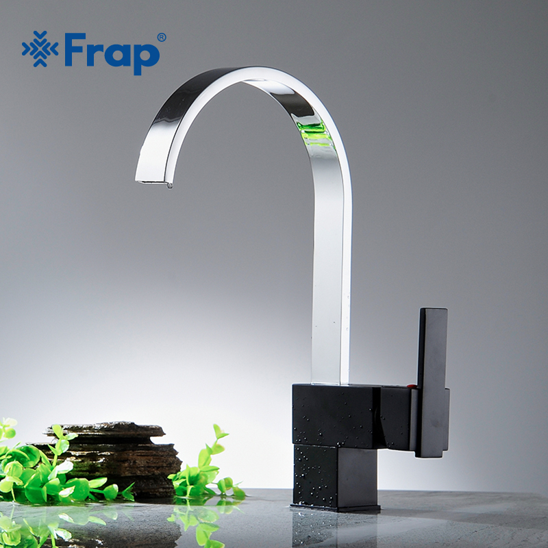 Frap Square Black Chrome Kitchen Mixer Cold and Hot water Kitchen sink Tap Brass Single handle Water Tap Kitchen Faucet Y40067