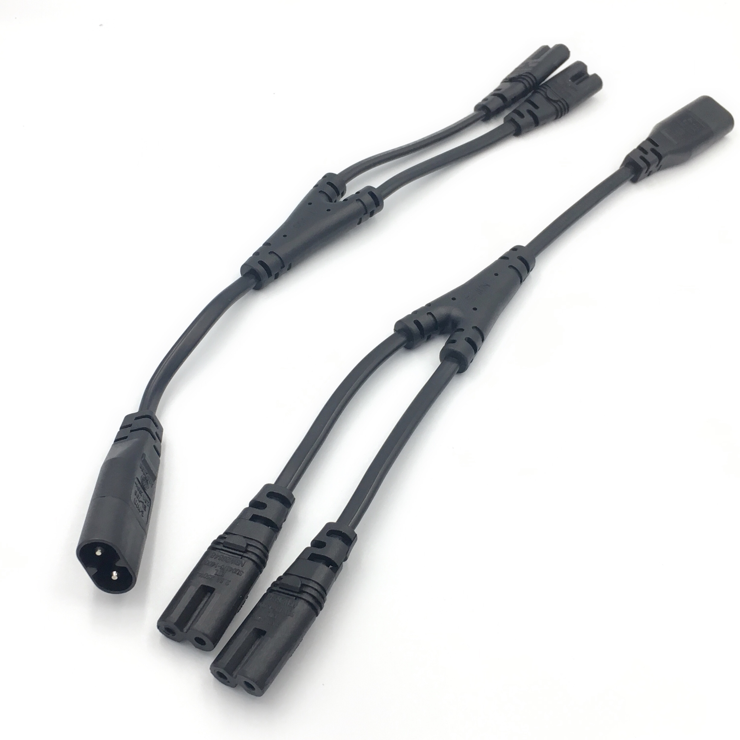 1PC IEC 320 C8 2Pin Male to 2 x C7 Female Y Split Power Cable About 28CM IEC 320 C7 to C8 extension cords C8 male to C7 female