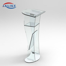 Cheap Podium Modern Church Reception Desk Acrylic Pulpit Designs Aklike Led Glass Furniture Pulpit For Sale Lectern For Speech